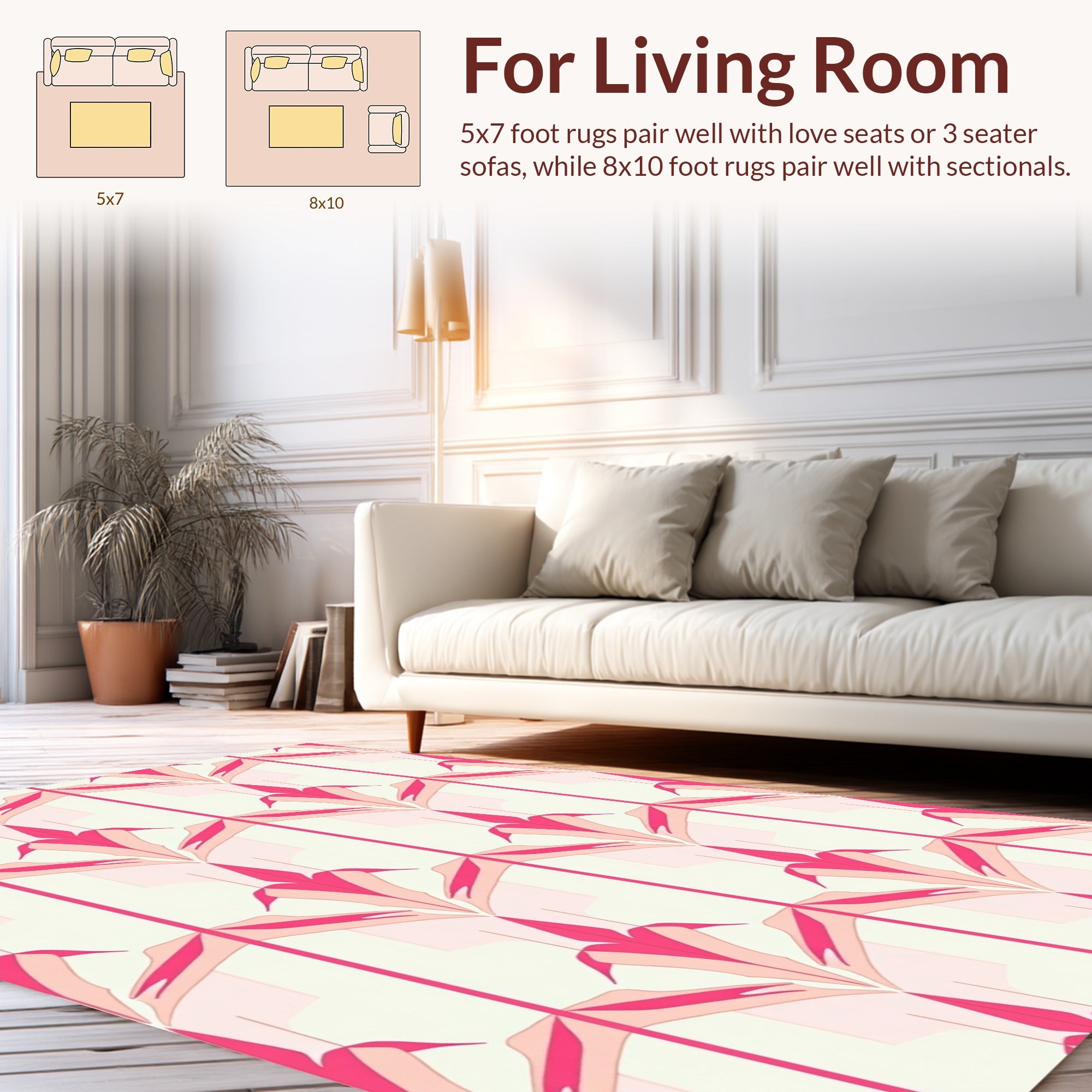 Art Deco Inspired Pink Geometric Pattern Rug