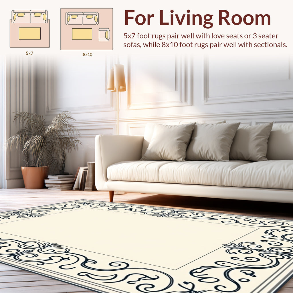 Elegant Scrollwork Floral Pattern Rug
