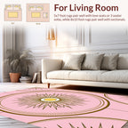 Pink Sunburst Geometric Pattern Rug