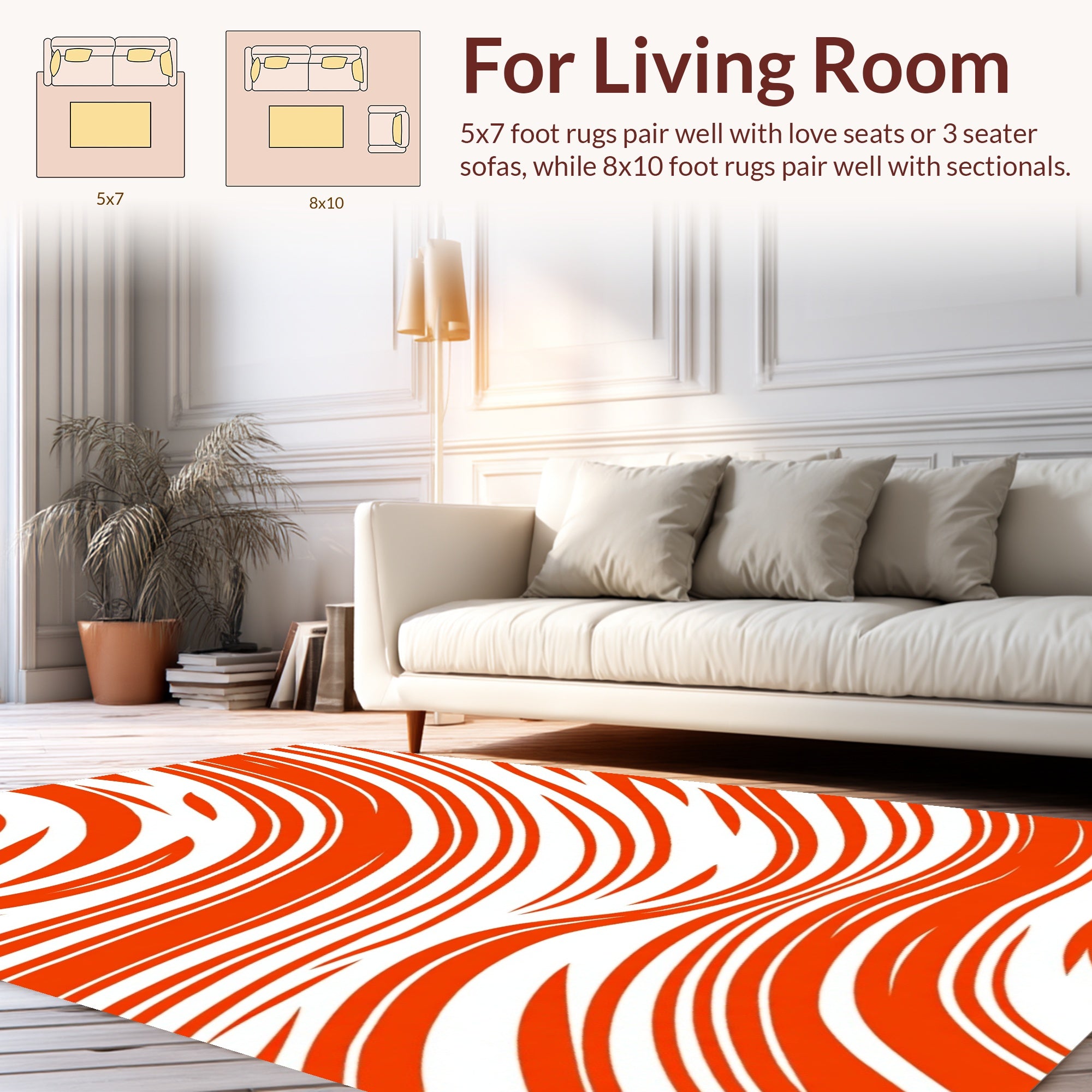 Dynamic Orange Swirl Pattern Rug