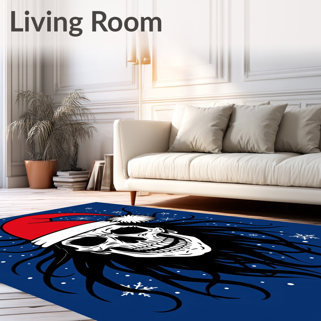 Spooky Christmas Skull Snowflakes Rug