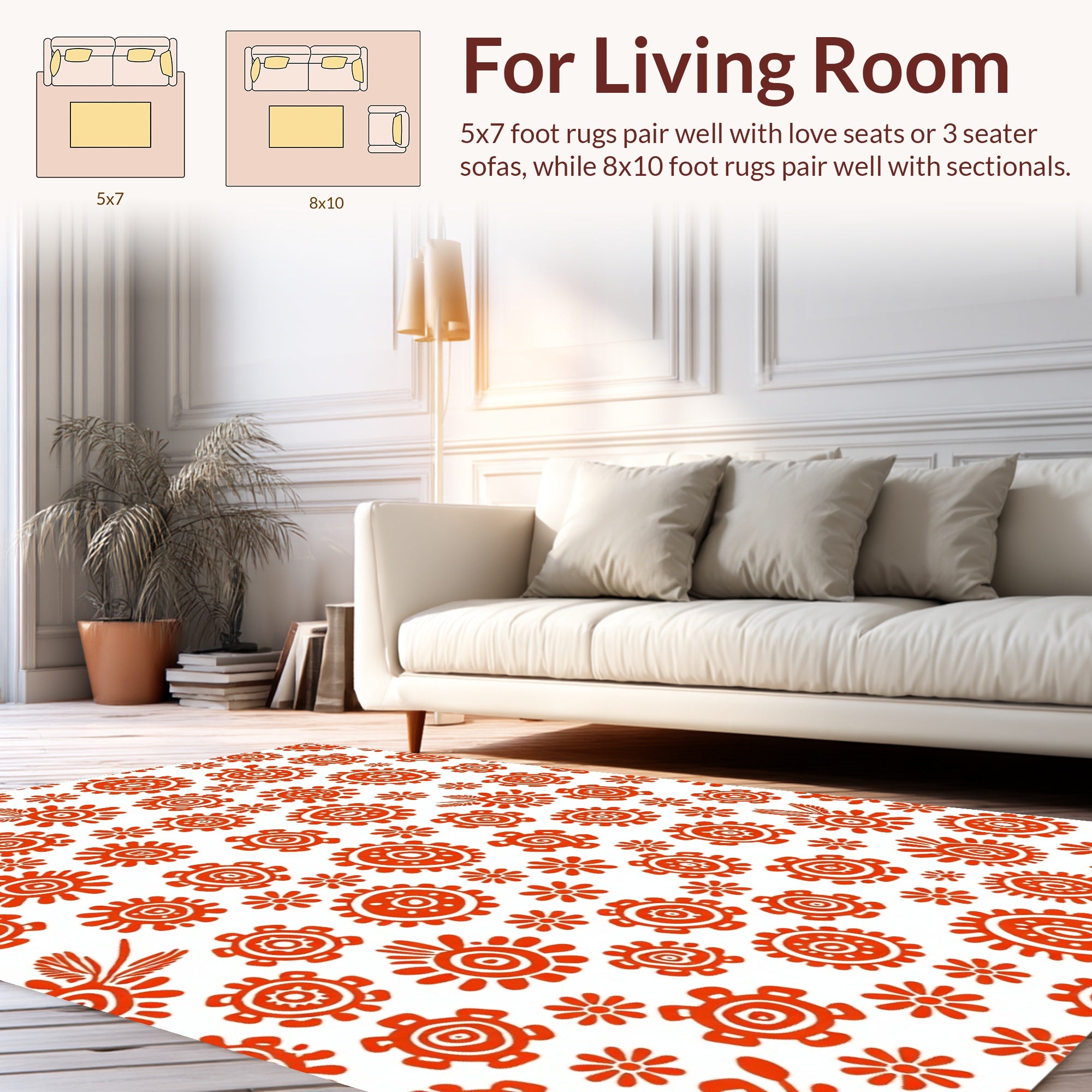 Red Sunburst Ethnic Pattern Rug