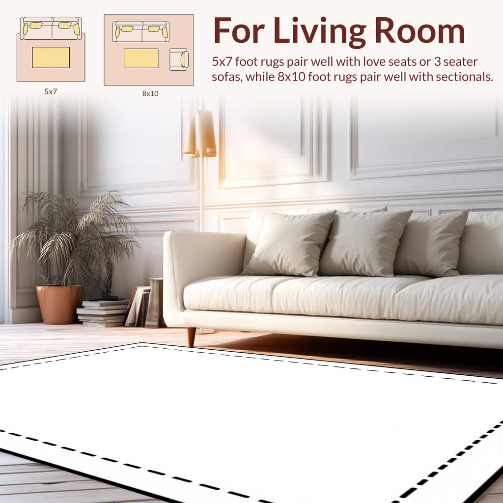 Dashed Border Geometric Accent Rug