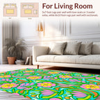 Vibrant Pink Yellow Floral Pattern Rug