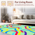 Bright Wavy Multi Colored Abstract Rug