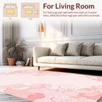 Whimsical Pink Swirl Floral Design Rug