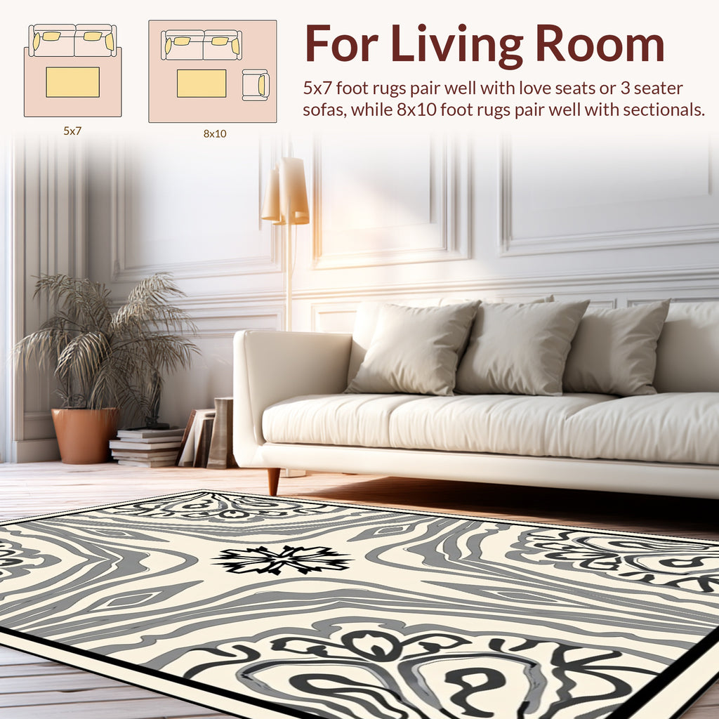 Abstract Floral Symmetry Pattern Design Rug