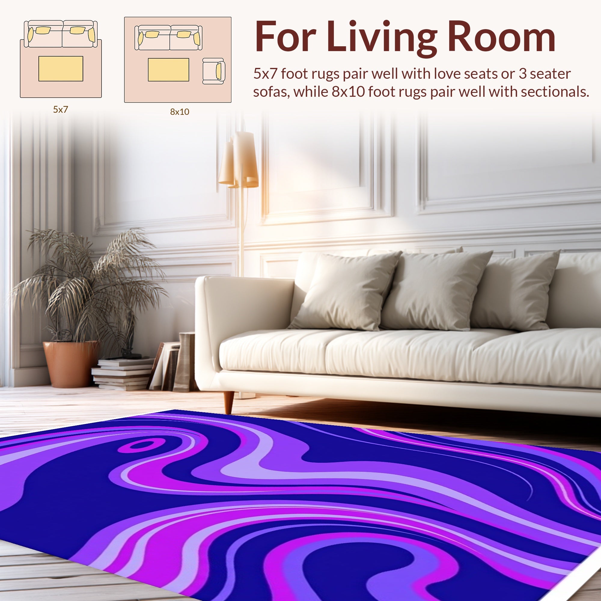 Vivid Purple Swirl Pattern Rug