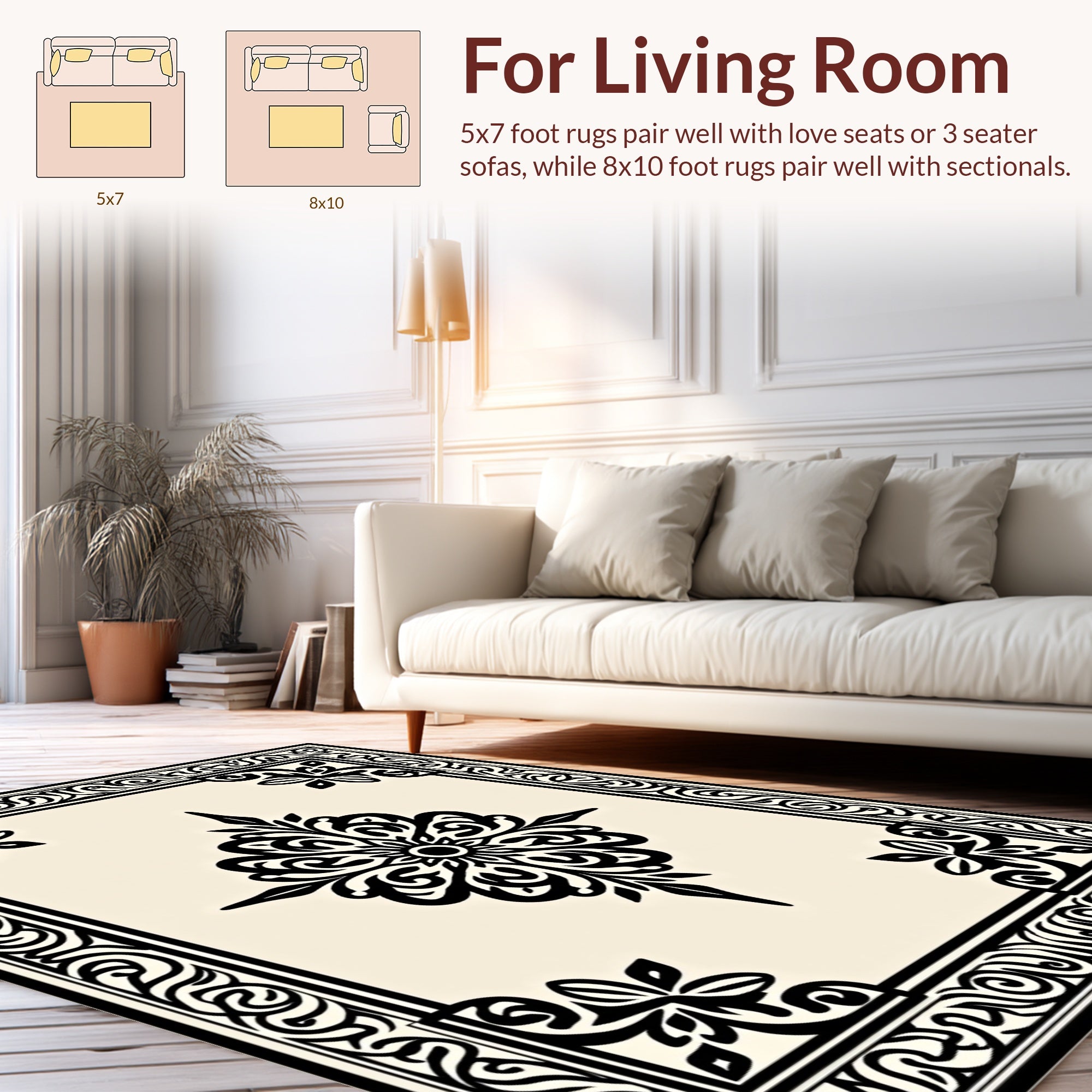 Classic Floral Medallion Border Design Rug
