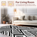 Bold Black Geometric Abstract Rug