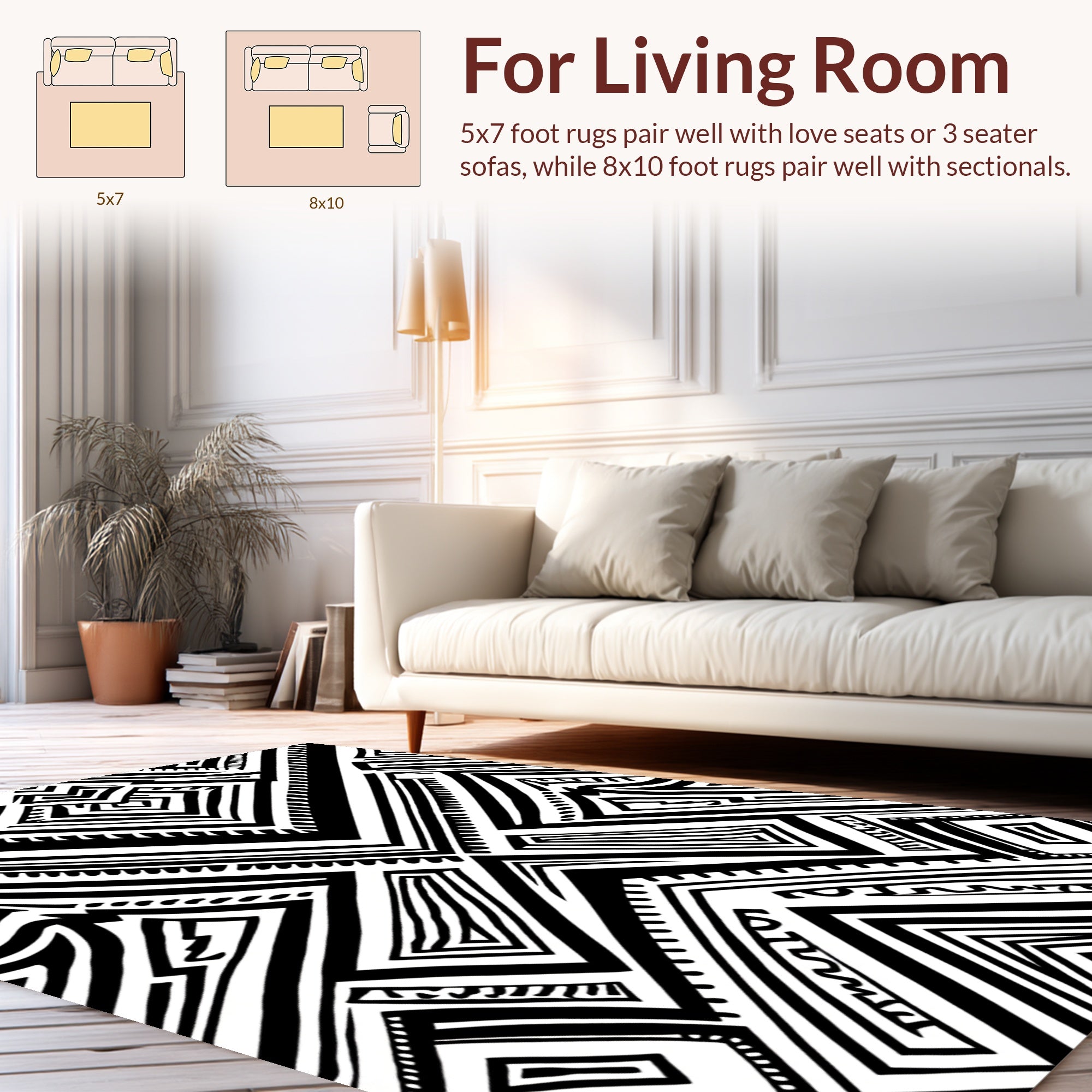 Bold Black Geometric Abstract Rug