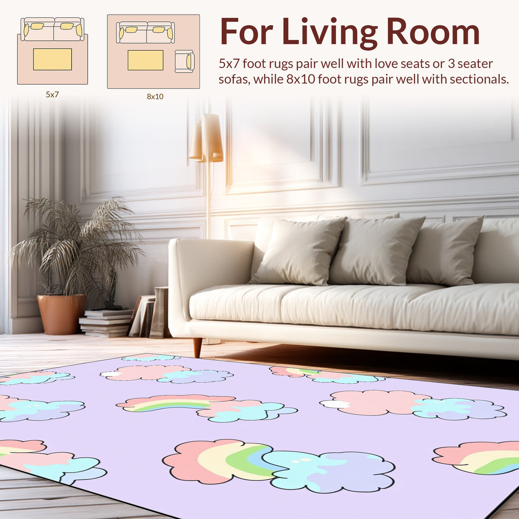 Pastel Rainbow Cloud Pattern Rug