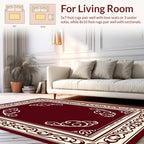 Classic Burgundy Cream Ornamental Design Rug