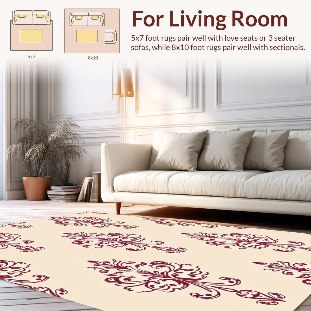 Damask Floral Pattern Design Rug