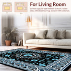 Intricate Blue Floral Mandala Pattern Rug