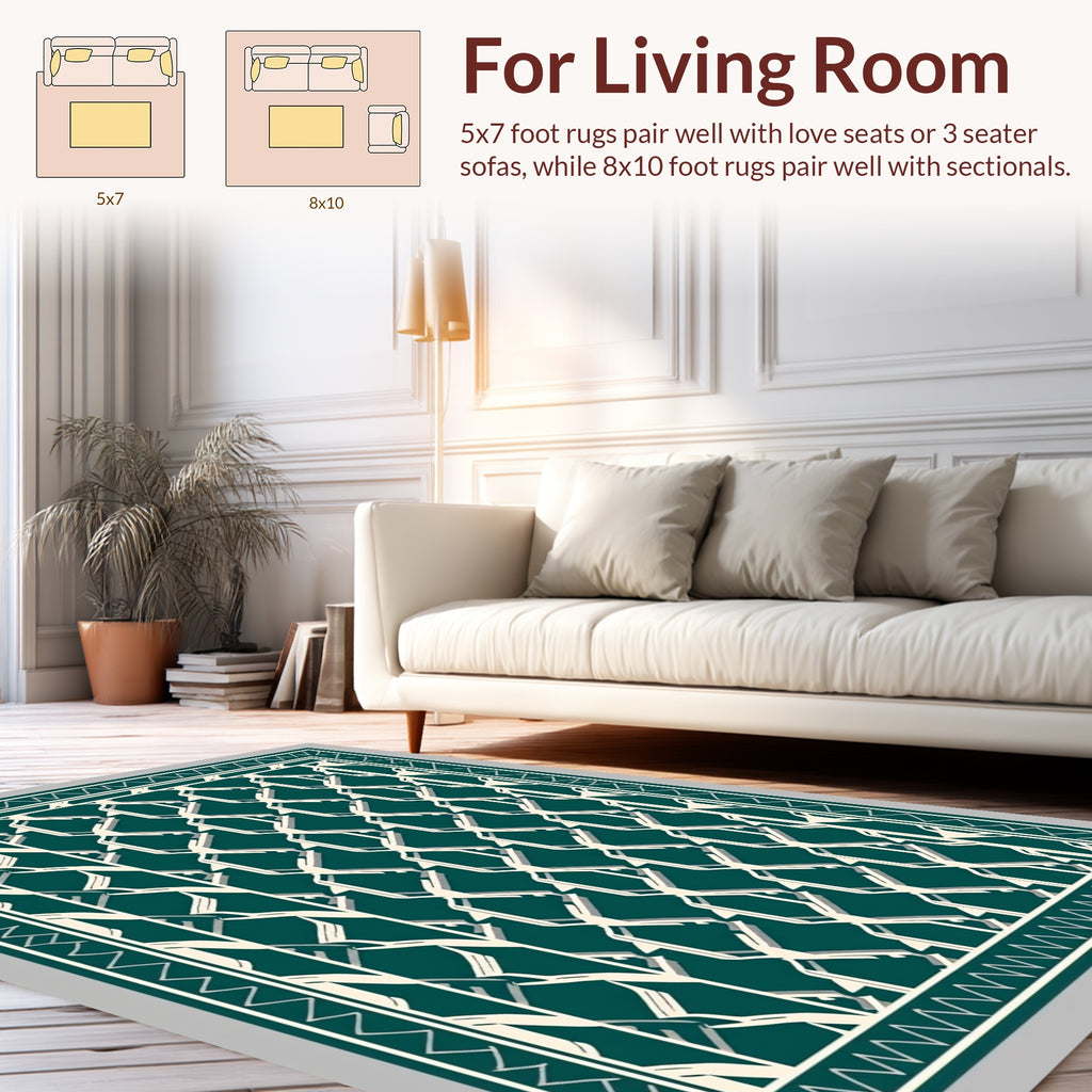 Geometric Chain Link Diamond Pattern Rug