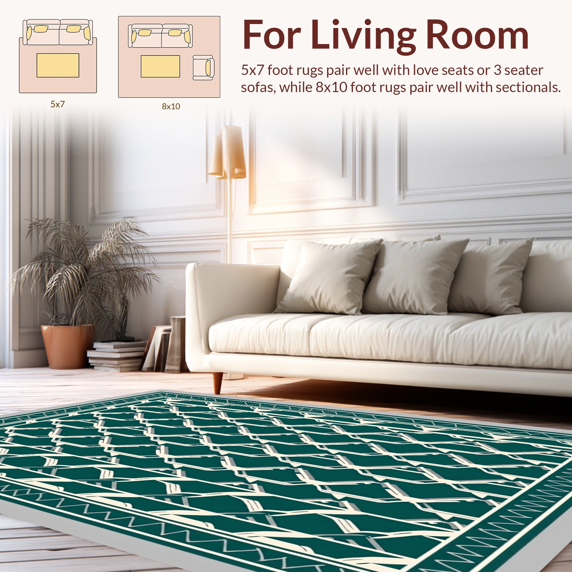 Geometric Chain Link Diamond Pattern Rug
