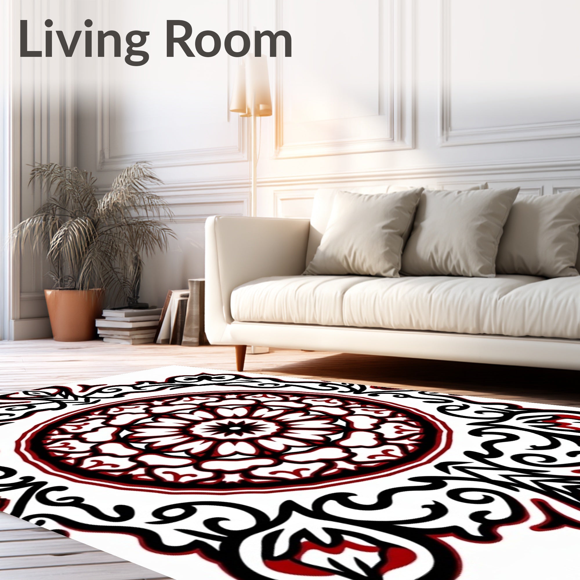 Monochromatic Ornamental Medallion Rug