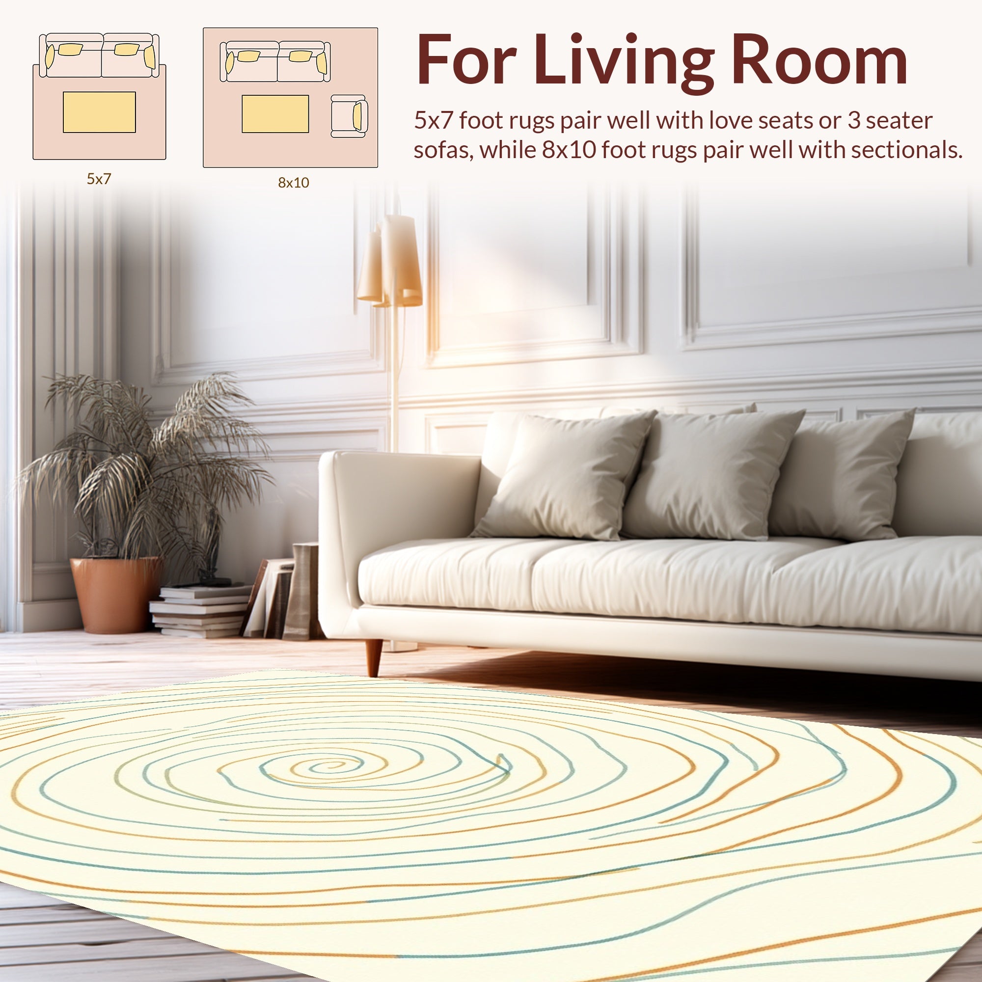 Abstract Swirls Lines Pattern Rug