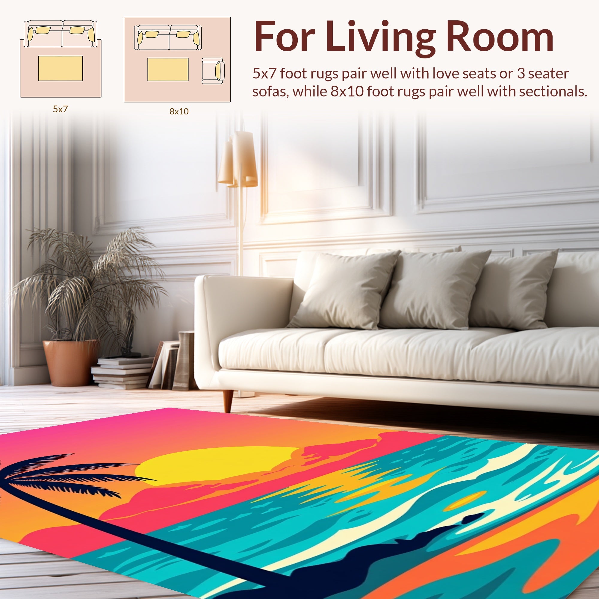 Tropical Sunset Beach Scene Rug