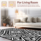Bold Black and White Geometric Pattern Rug