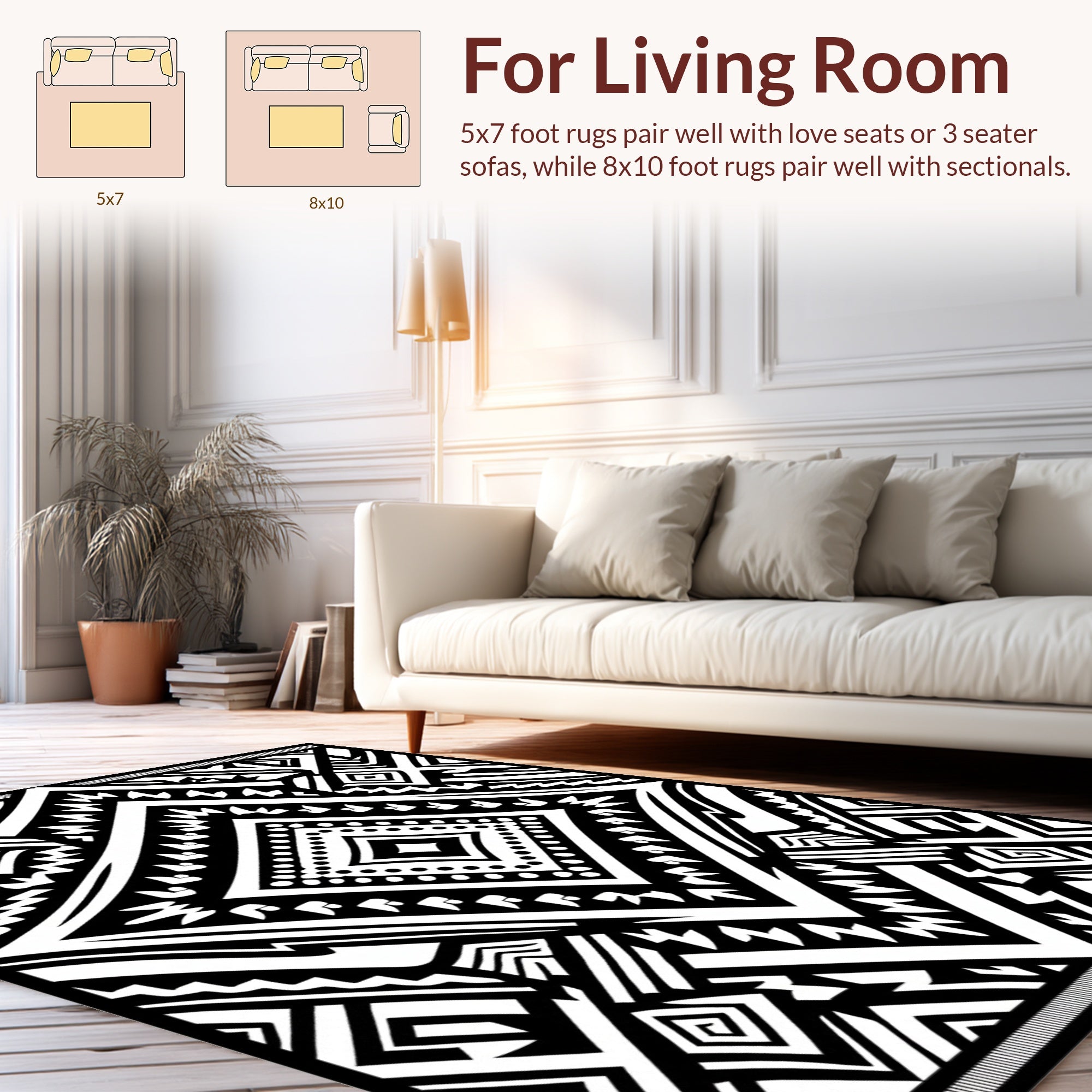 Bold Black and White Geometric Pattern Rug