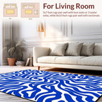 Bold Blue Wavy Abstract Pattern Rug