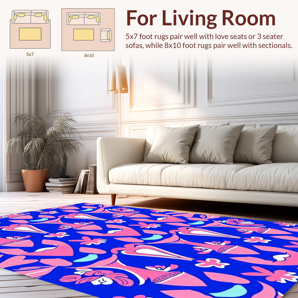 Pink Abstract Floral Symmetry Rug