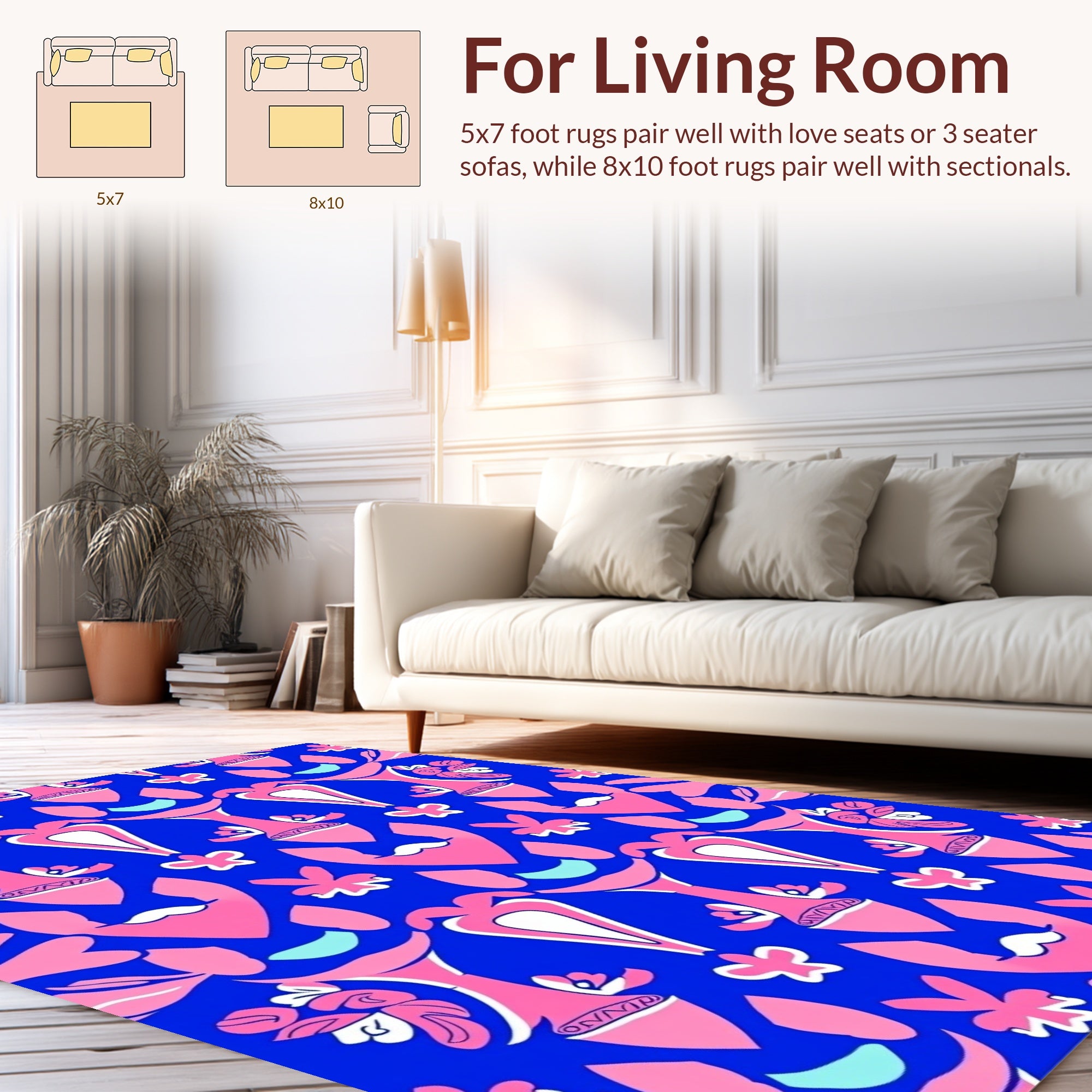 Pink Abstract Floral Symmetry Rug