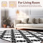 Ornate Black White Lattice Pattern Rug