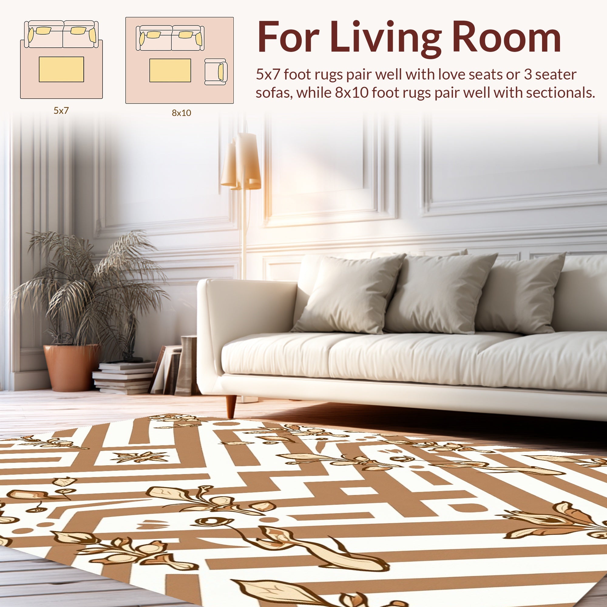 Baroque Floral Geometric Brown Pattern Rug
