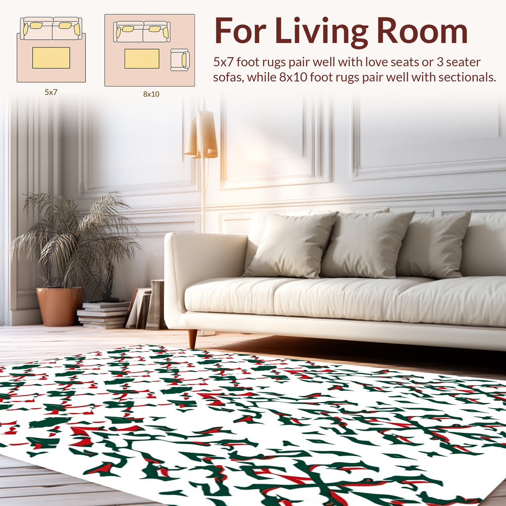 Abstract Red Green Geometric Pattern Rug