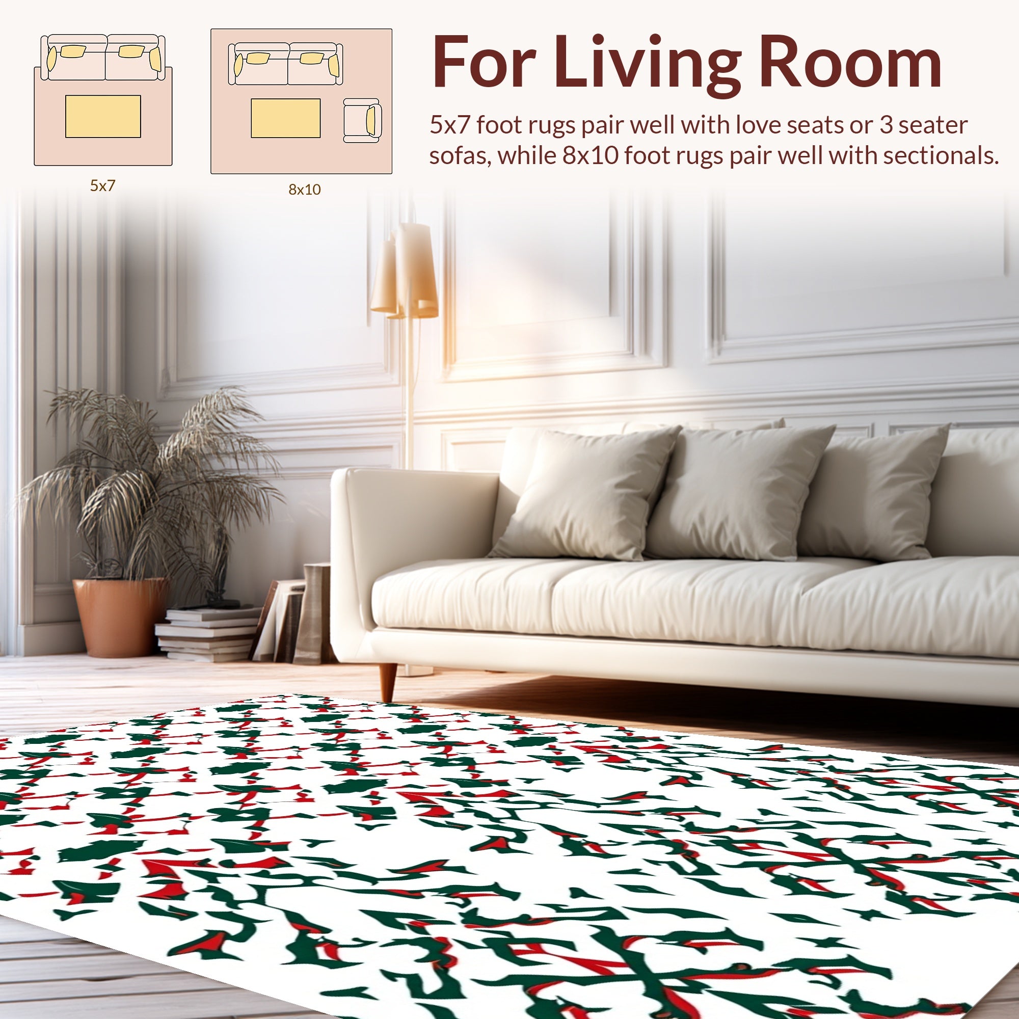 Abstract Red Green Geometric Pattern Rug