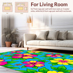 Vibrant Tropical Hibiscus Floral Pattern Rug