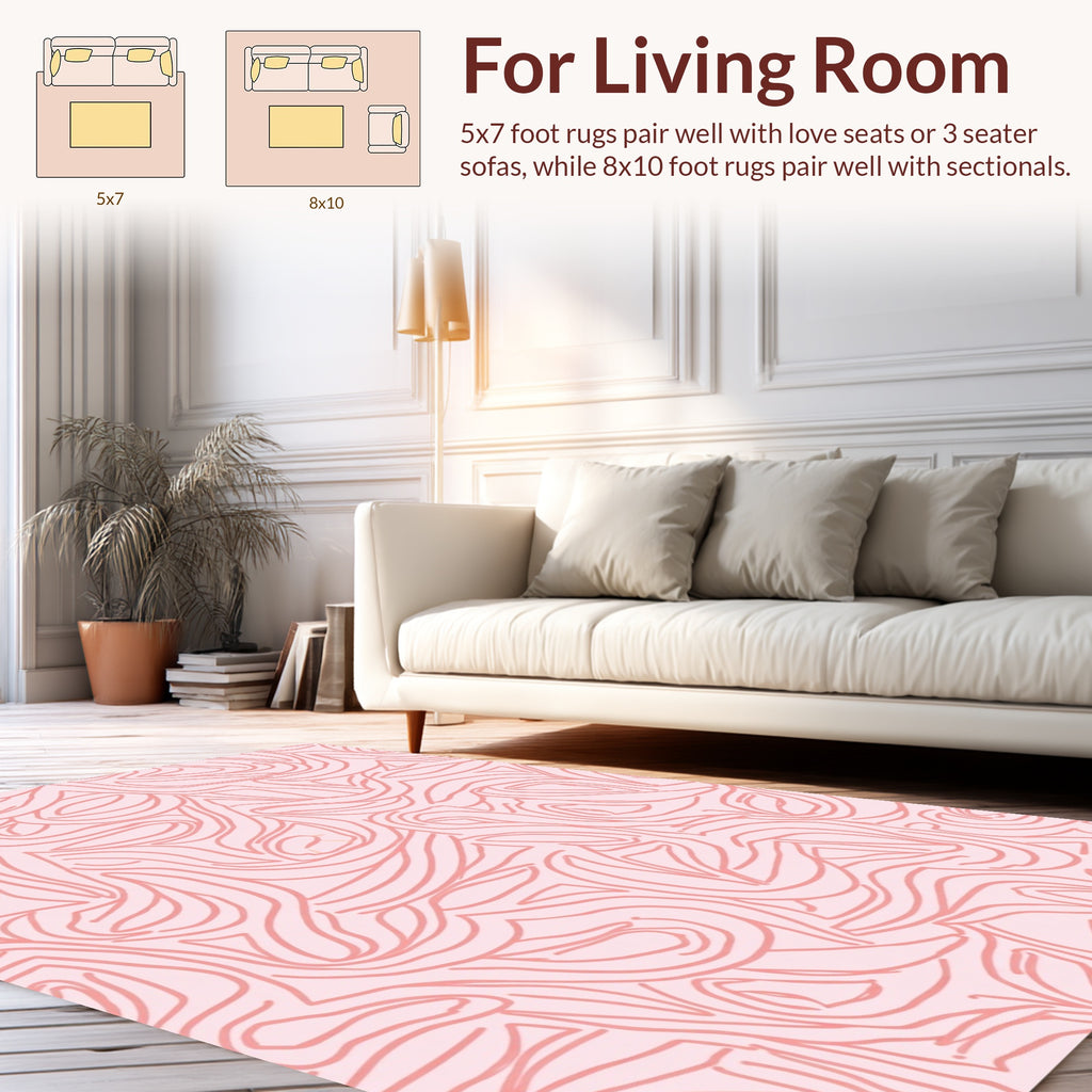 Abstract Pink Swirls Pattern Rug