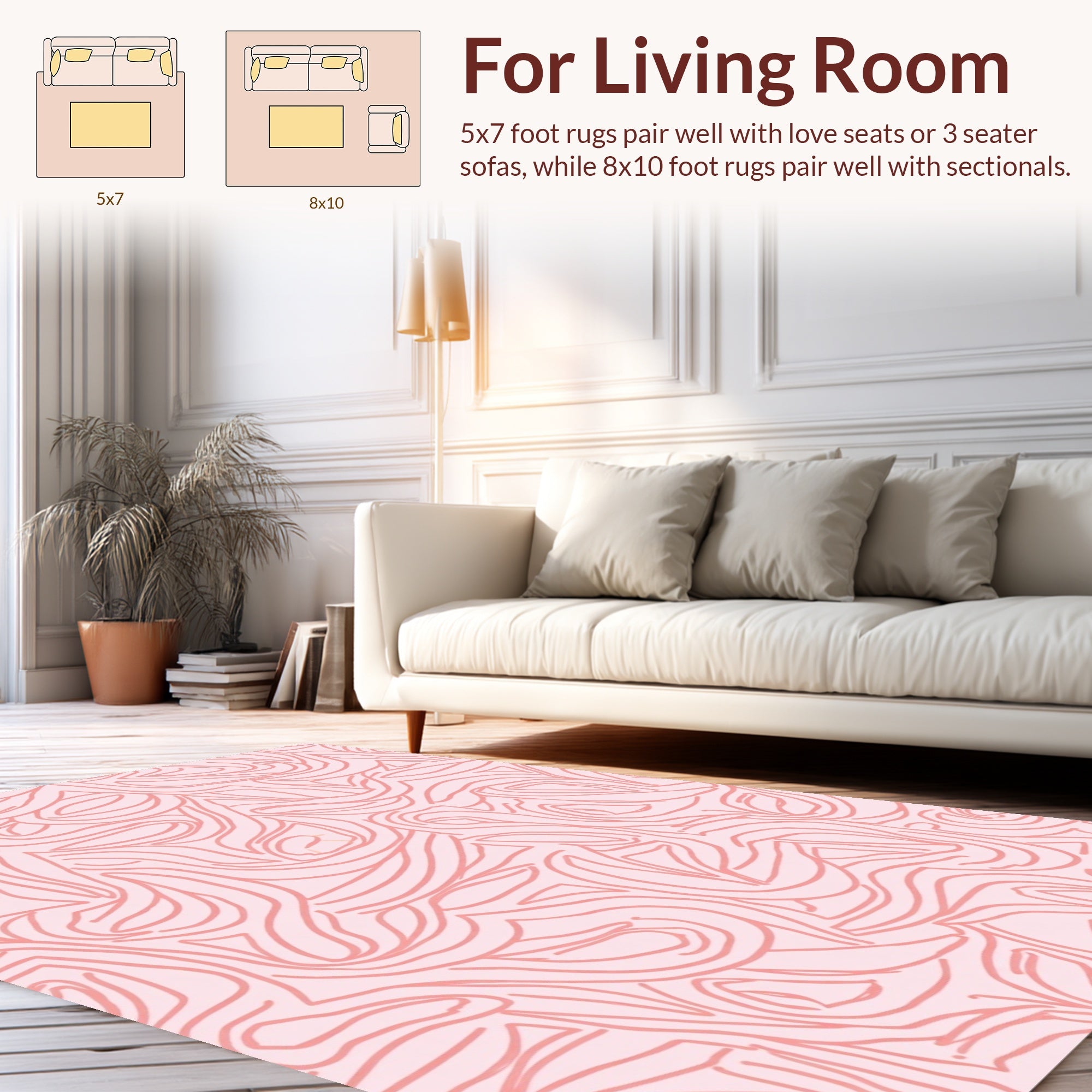 Abstract Pink Swirls Pattern Rug