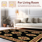 Ornate Gold Floral Patterned Rug