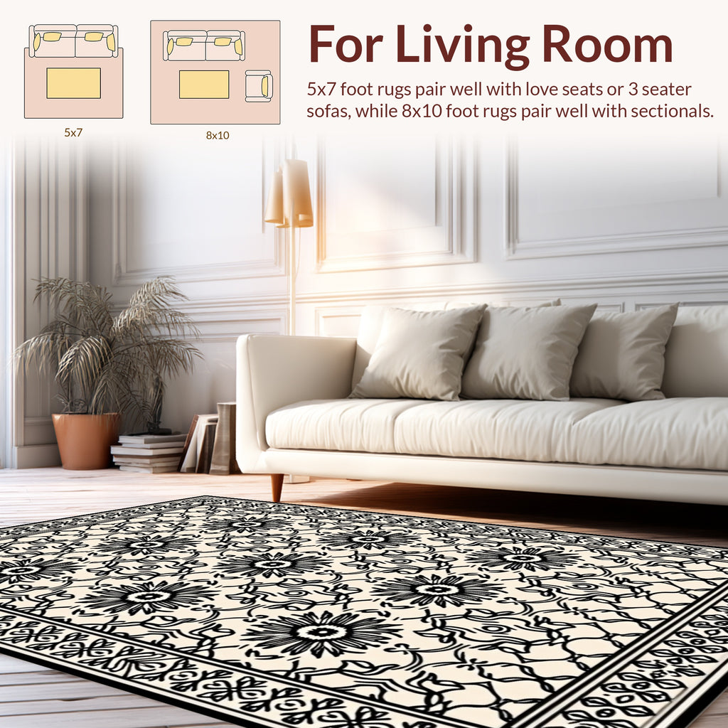 Classic Floral Scrollwork Pattern Rug