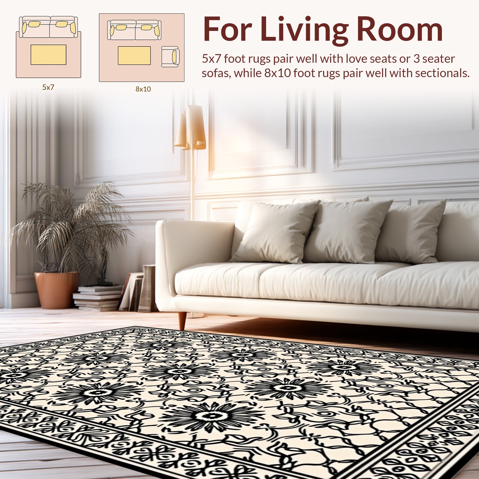 Classic Floral Scrollwork Pattern Rug