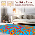 Vibrant Psychedelic Sunburst Mandala Design Rug