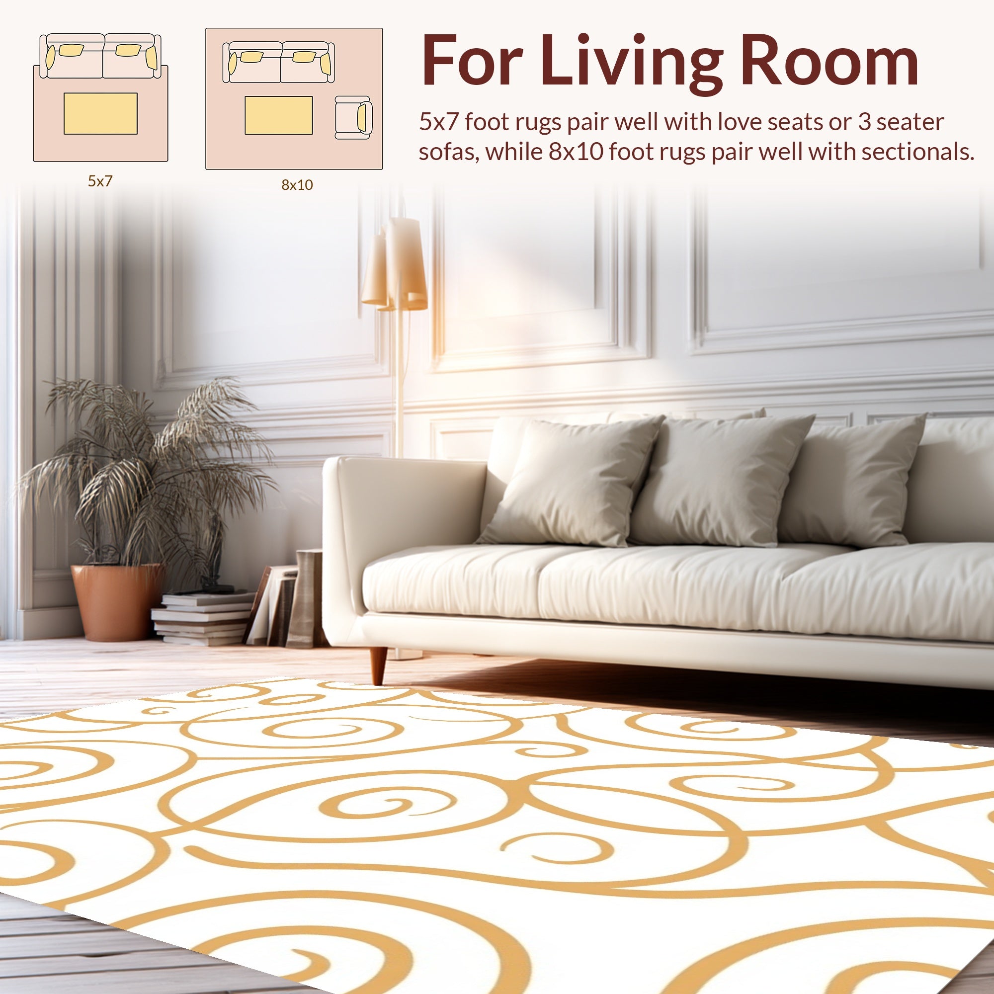 Classic Swirling Scroll Pattern Rug
