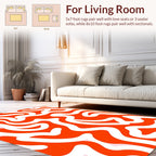 Bold Orange White Swirl Pattern Rug