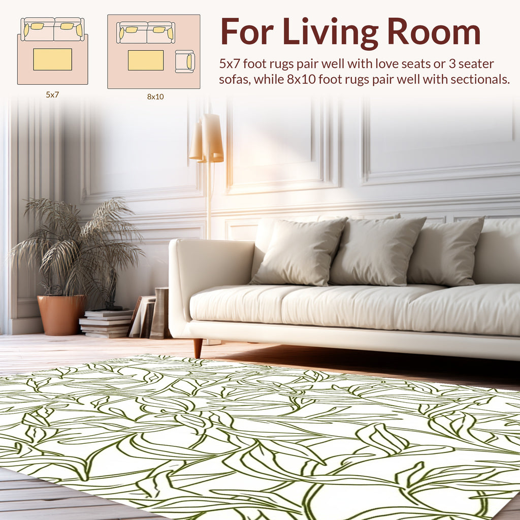 Delicate Leaf Outline Pattern Rug