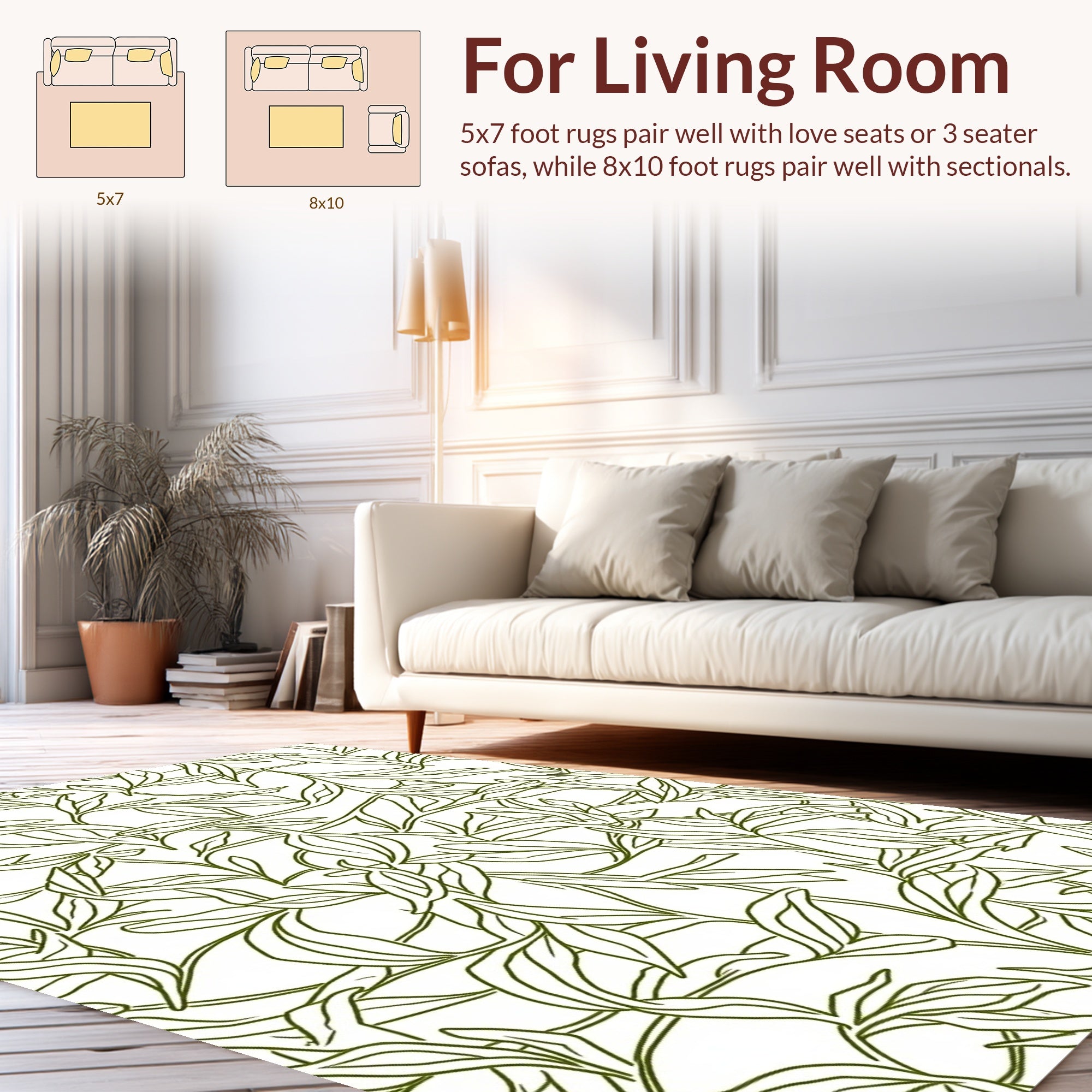 Delicate Leaf Outline Pattern Rug