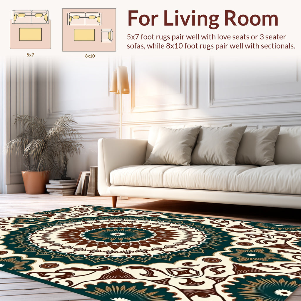 Intricate Floral Mandala Pattern Rug