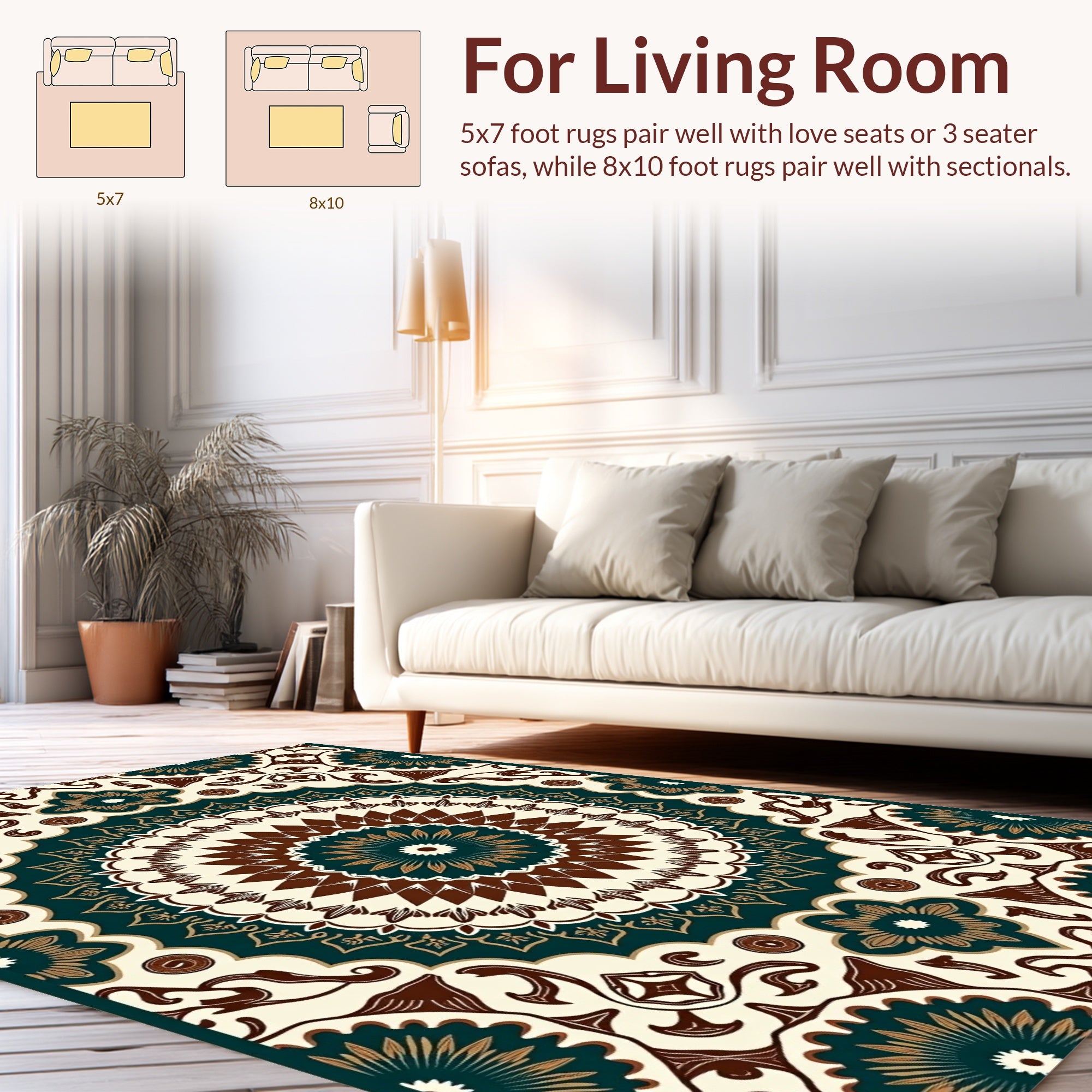 Intricate Floral Mandala Pattern Rug