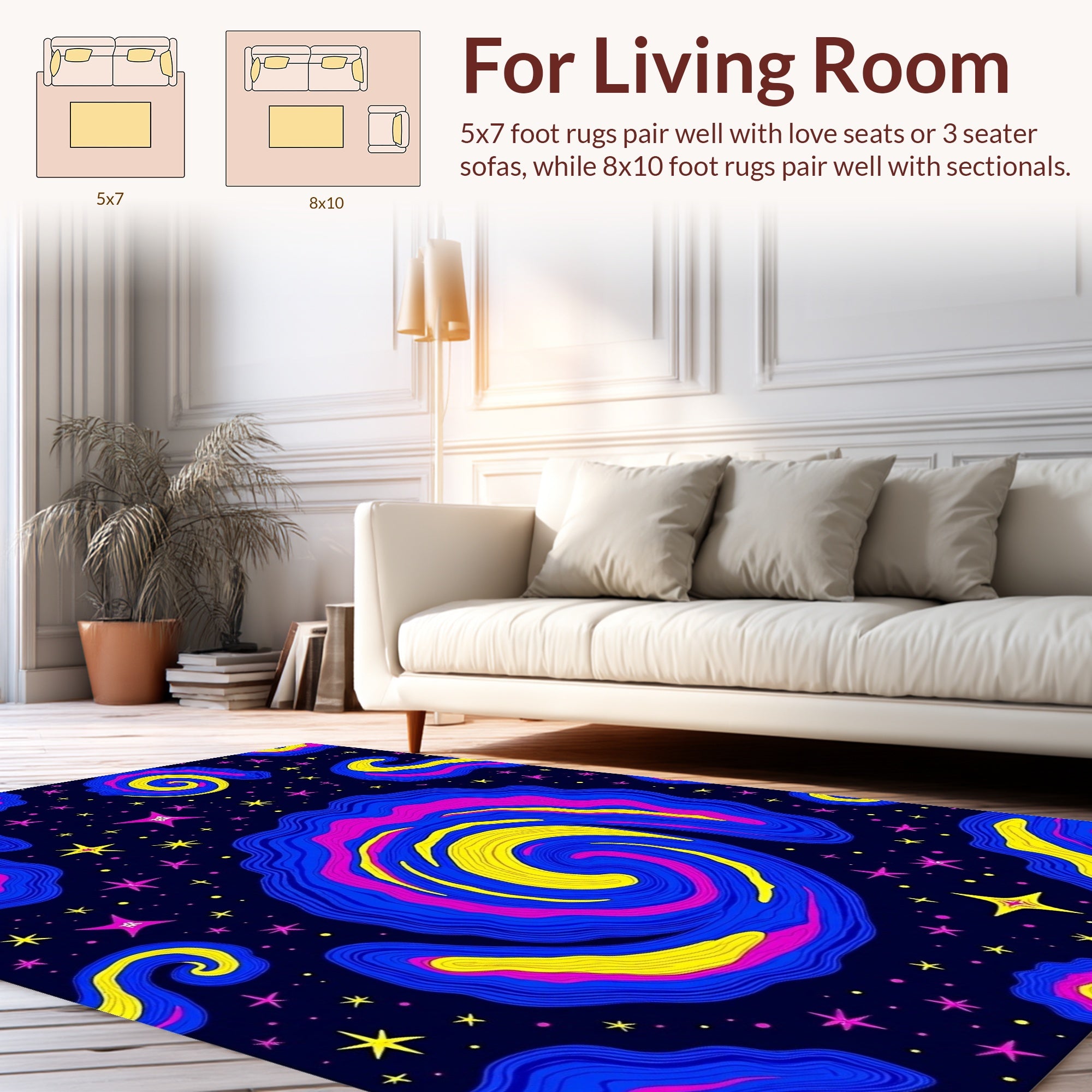 Vibrant Swirl Galactic Pattern Rug