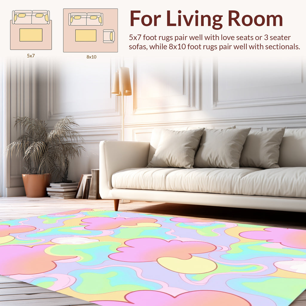 Pastel Cloud Shapes With Swirls Rug