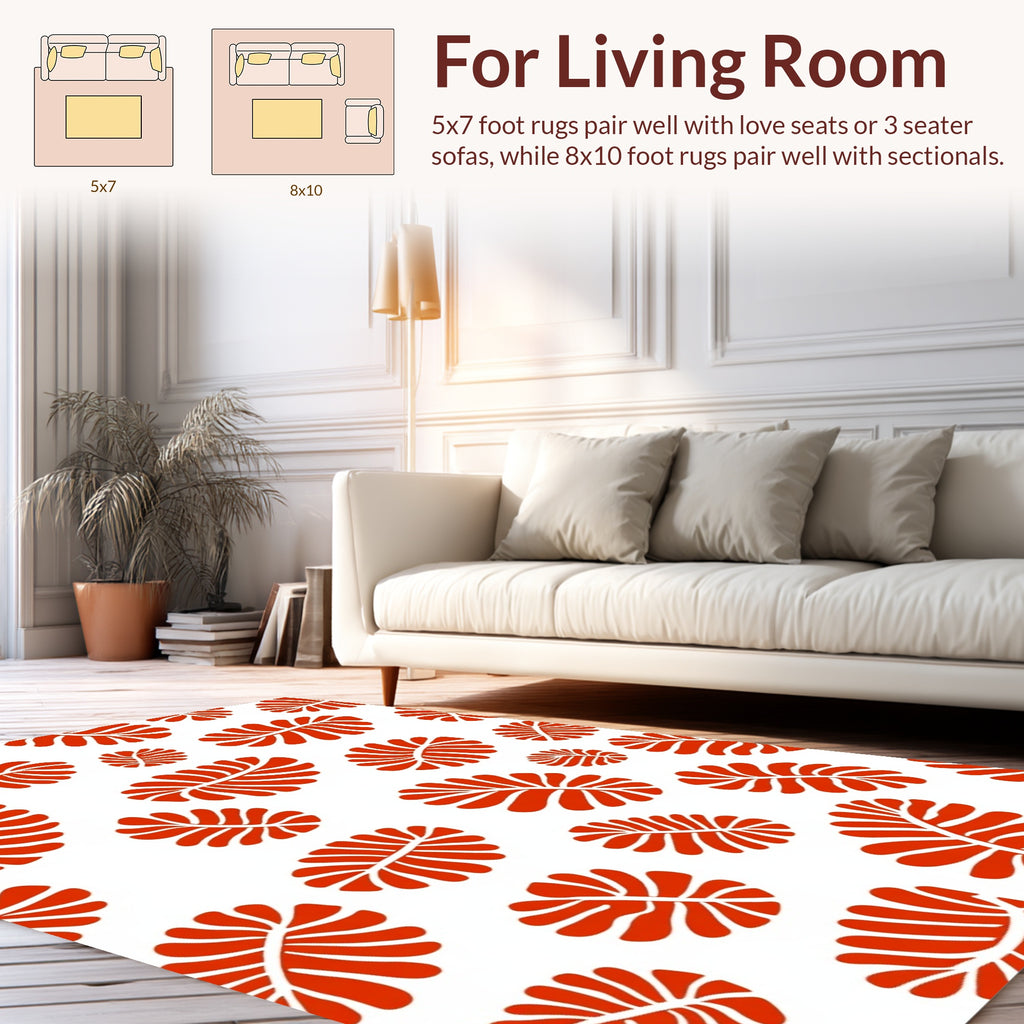 Classic Red Leaf Pattern Rug