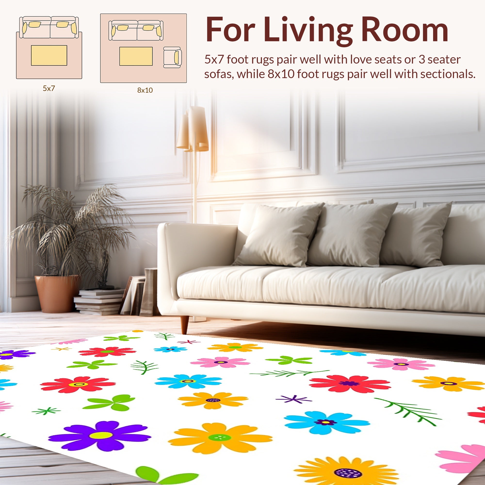 Bright Floral Pattern Design Rug